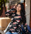 Black Floral 2-in-1 Detachable Sleeve Kurti | Label By Yogita
