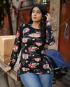 Black Floral 2-in-1 Detachable Sleeve Kurti | Label By Yogita